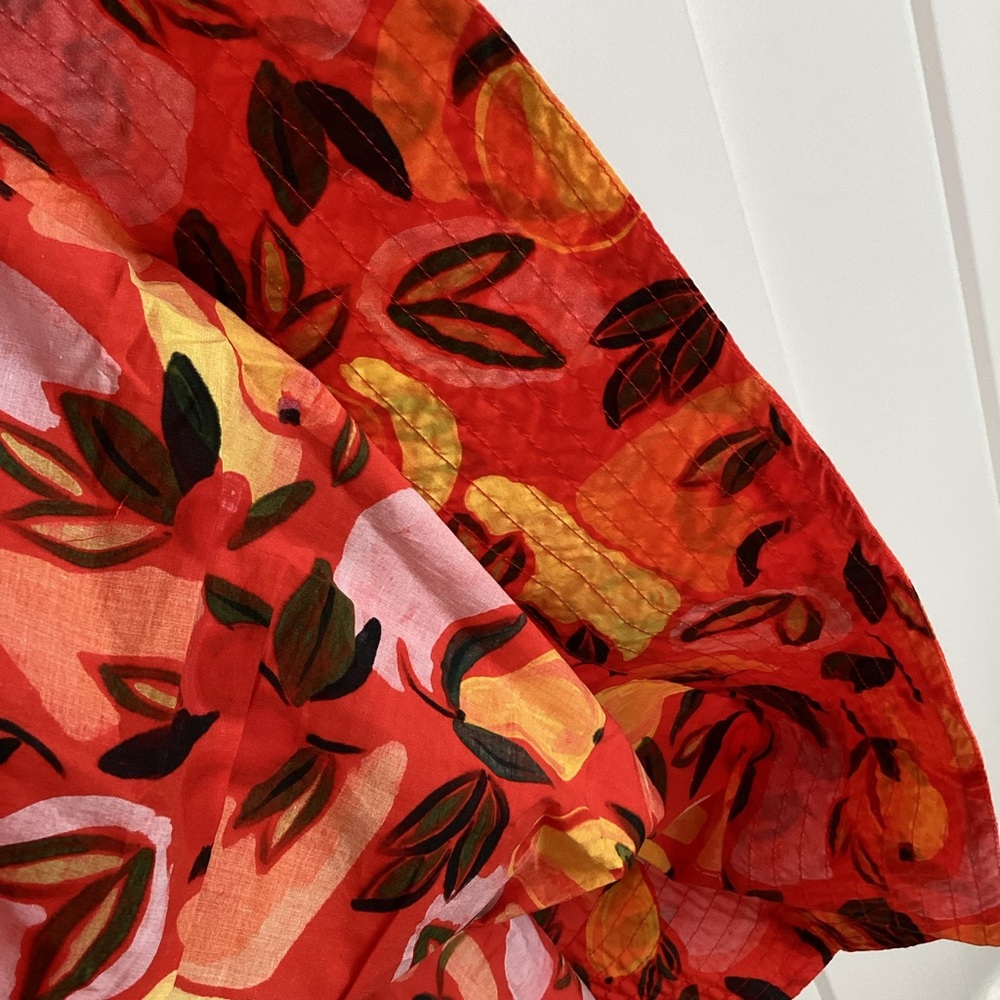 🍊FARM Rio Tiered Midi Skirt Flare Hem New XL Printed Orange Fruit Anthropologie - Picture 13 of 15